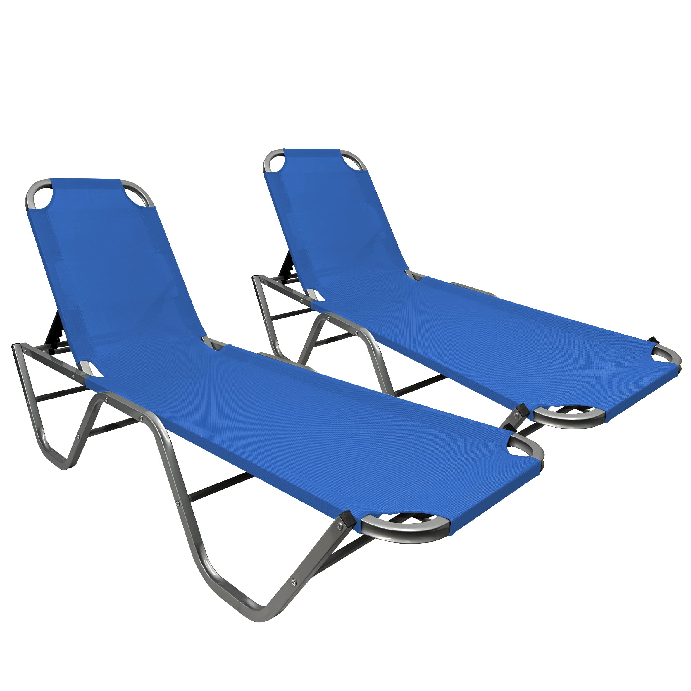 Commercial Fabric Printing - Blue Aluminum 5-Position Adjustable Outdoor Chaise