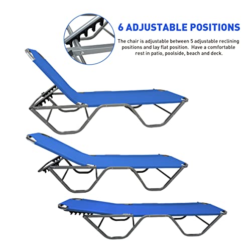 Commercial Fabric Printing - Blue Aluminum 6-Position Adjustable Outdoor Chaise