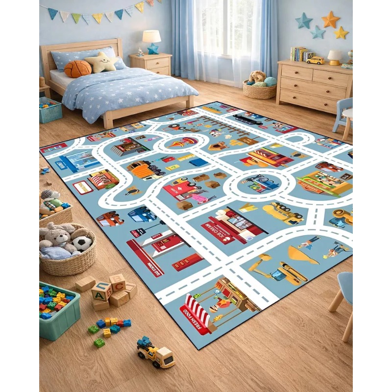 Cartoon City Traffic Road Map  - Commercial Road Printing 리뷰 및 가격