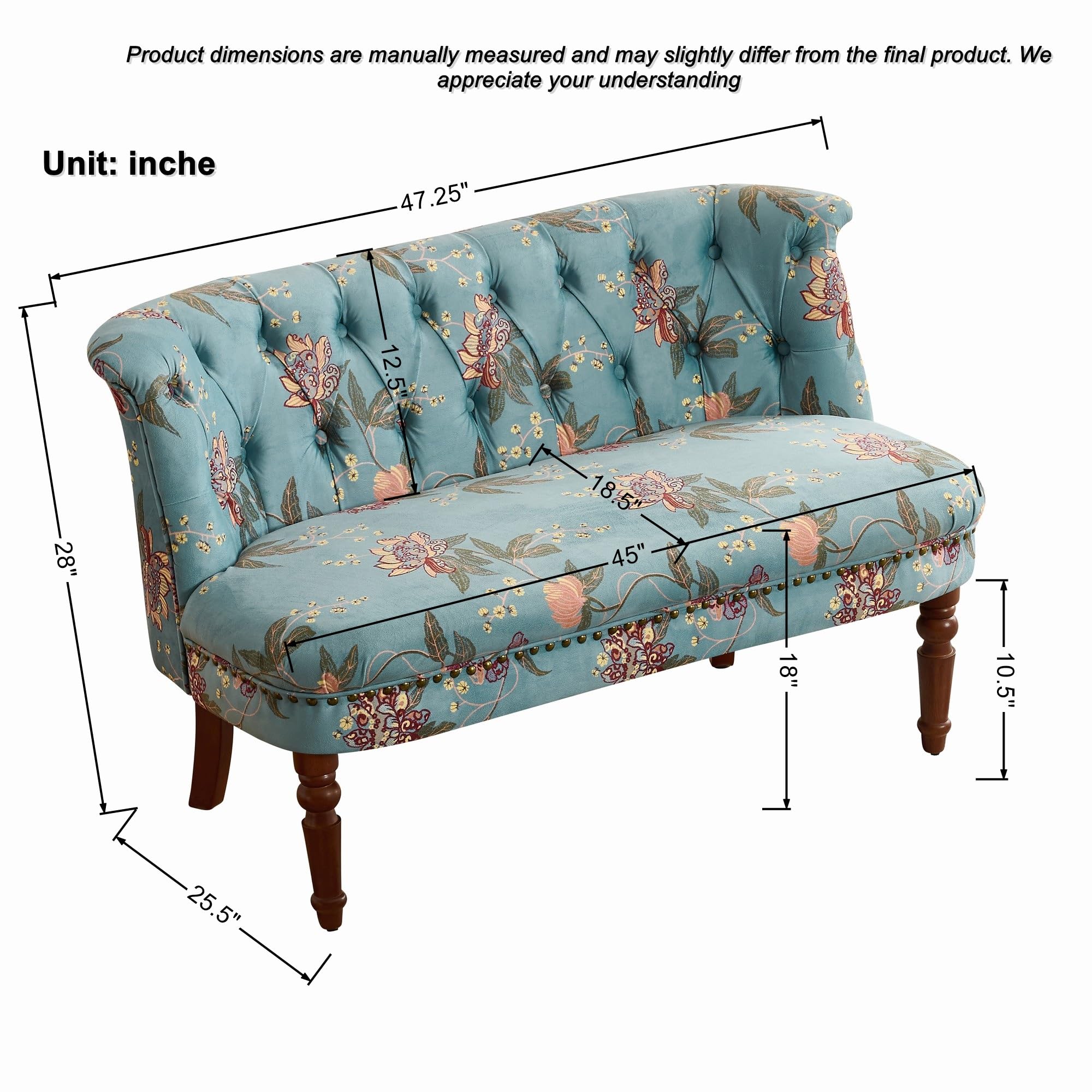 Blue Floral Tufted Accent Chai - Commercial Fabric Printing 리뷰 및 가격