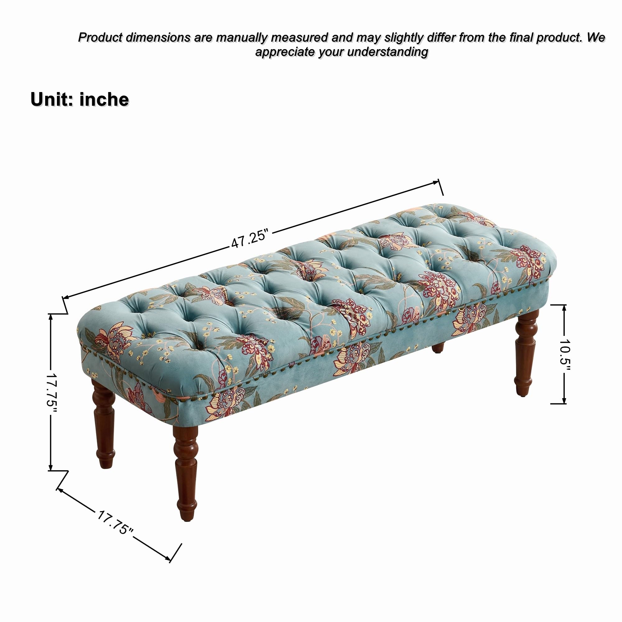 Blue Floral Tufted Accent Chai - Commercial Fabric Printing 리뷰 및 가격
